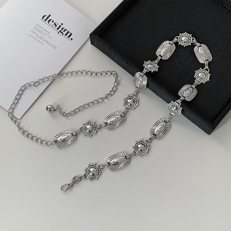 Silver Metal Butterfly Waist Chain For Women Vintage Belt