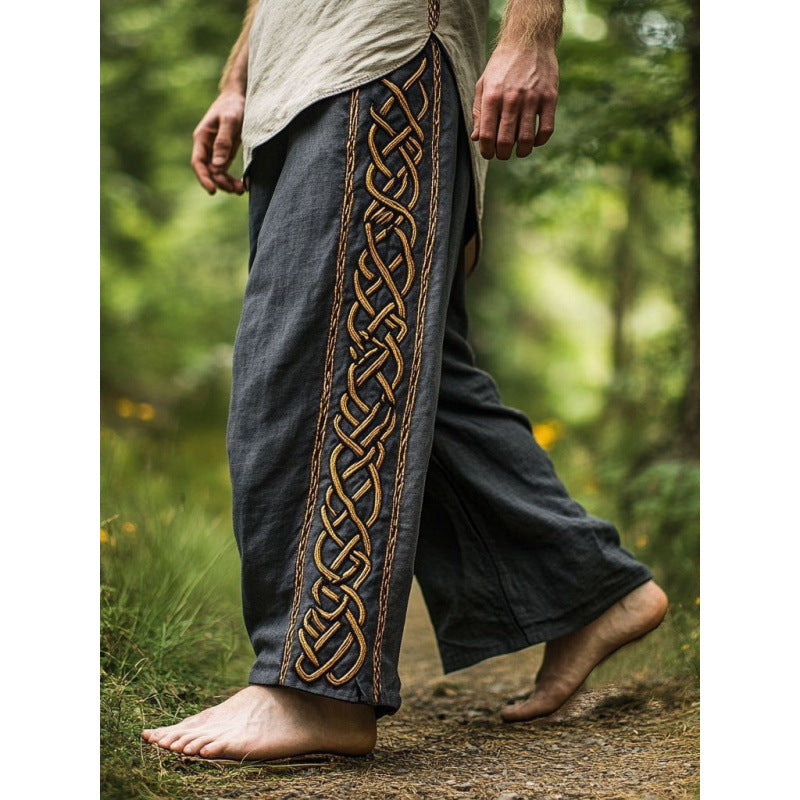 Mens Casual Stylish Loose-fitting Wide-leg Pants