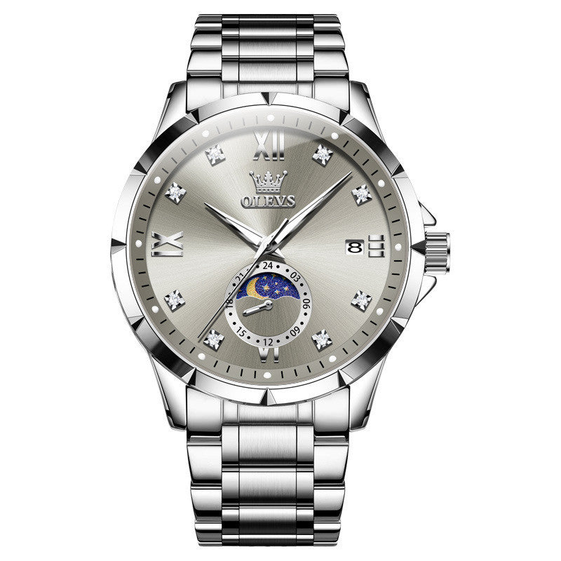 Stylish Mens Diamond-encrusted Calendar Quartz Watch A Classic Timepiece For The Modern Businessman