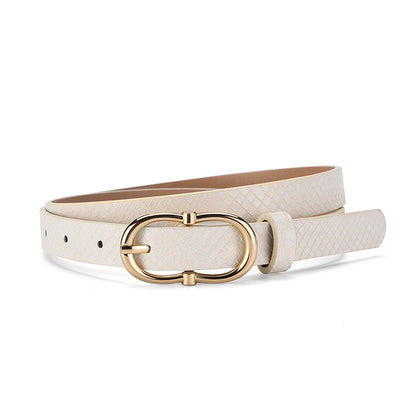 Simple And Versatile Snake Print Leather Belt For Women