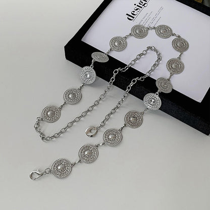 Silver Metal Butterfly Waist Chain For Women Vintage Belt