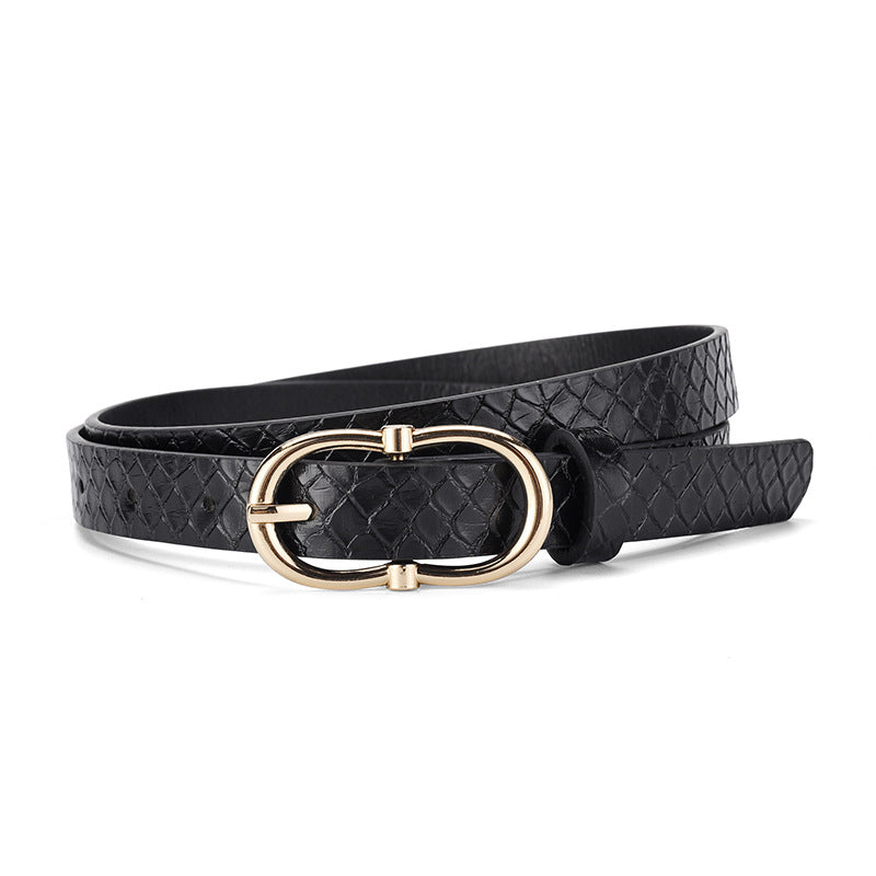 Simple And Versatile Snake Print Leather Belt For Women
