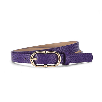 Simple And Versatile Snake Print Leather Belt For Women