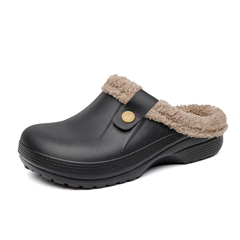 Mens Fleece-Lined Cotton Slippers For Home