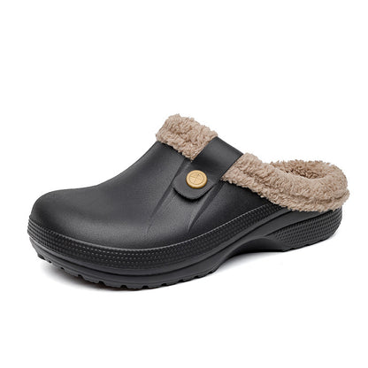 Mens Fleece-Lined Cotton Slippers For Home