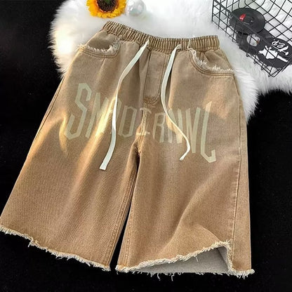 Retro Hip Hop Elastic Waist Shorts