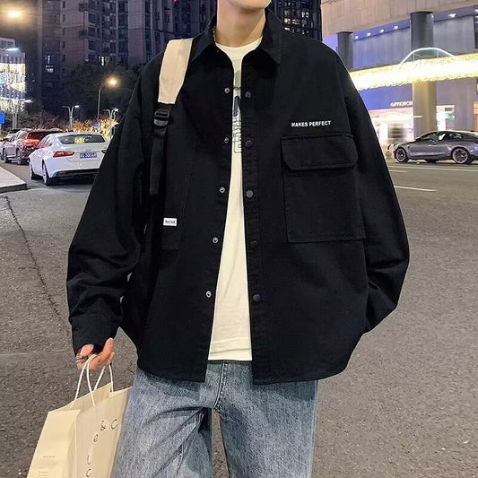 Fashion Loose Oversized Cardigan Long Sleeve Shirt Men