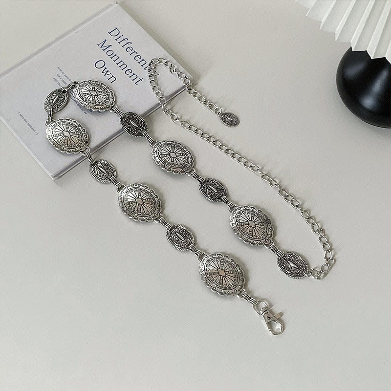 Silver Metal Butterfly Waist Chain For Women Vintage Belt