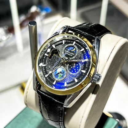 luminous mechanical watch sub-dial close up