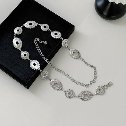 Silver Metal Butterfly Waist Chain For Women Vintage Belt