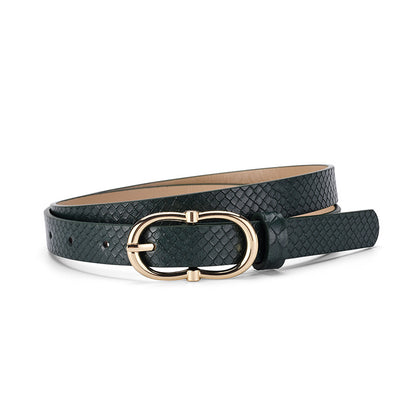 Simple And Versatile Snake Print Leather Belt For Women