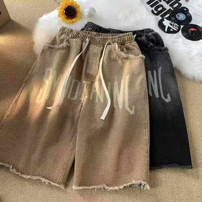Retro Hip Hop Elastic Waist Shorts