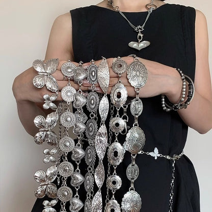 Silver Metal Butterfly Waist Chain For Women Vintage Belt