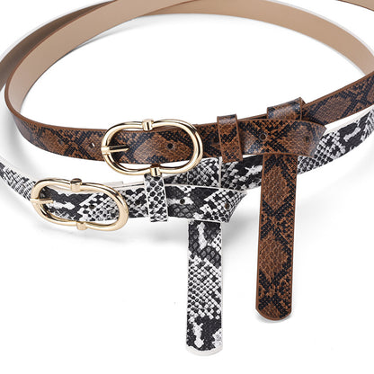 Simple And Versatile Snake Print Leather Belt For Women