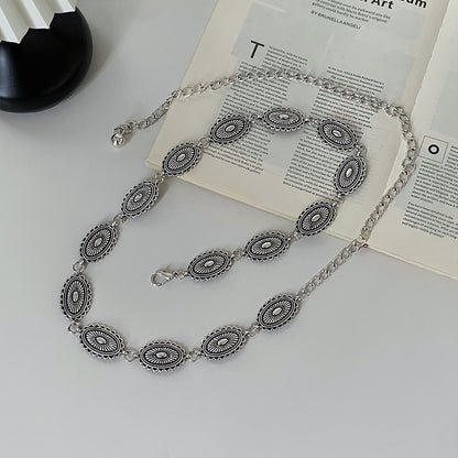 Silver Metal Butterfly Waist Chain For Women Vintage Belt